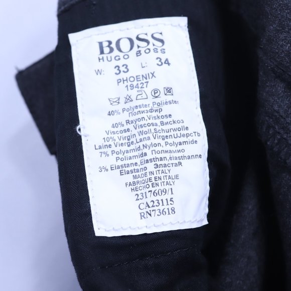 Hugo Boss Stretch Phoenix ( 19427) Grey Virgin Wool Blend 5 Pocket Pants 33x34 - Picture 15 of 16